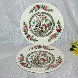 Myott 2 Vintage Bread Plates Indian Tree Hand Painted 6 1/4" Staffordshire